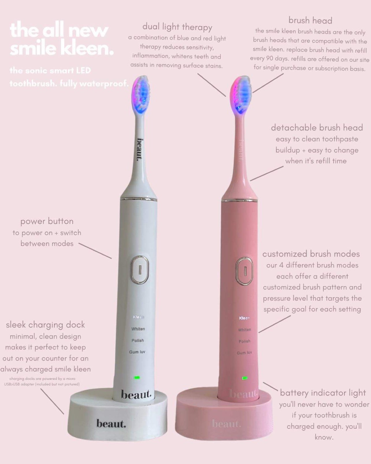 Smile Kleen Toothbrush - PINK